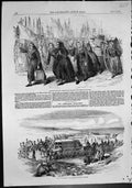 Antique Old Print Boulogne Fishwomen Siege Sebastopol Harton Coal Pit 1854 19th