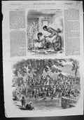 Old Print Indian Cook House Hindoo Fair Asylum Croydon Winter Moths 1858 19th