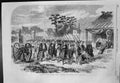 Original Old Antique Print War Japan Japanese Siers Marching Swords Rifles 1864