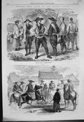 Old Print Sketches Japan New Levy Japanese Infantry Japanese Cavalry 1863 19th