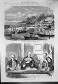 Old Japan Marines Hms Conqueror Landing Yokohama Blind Musicians 1864 Victorian