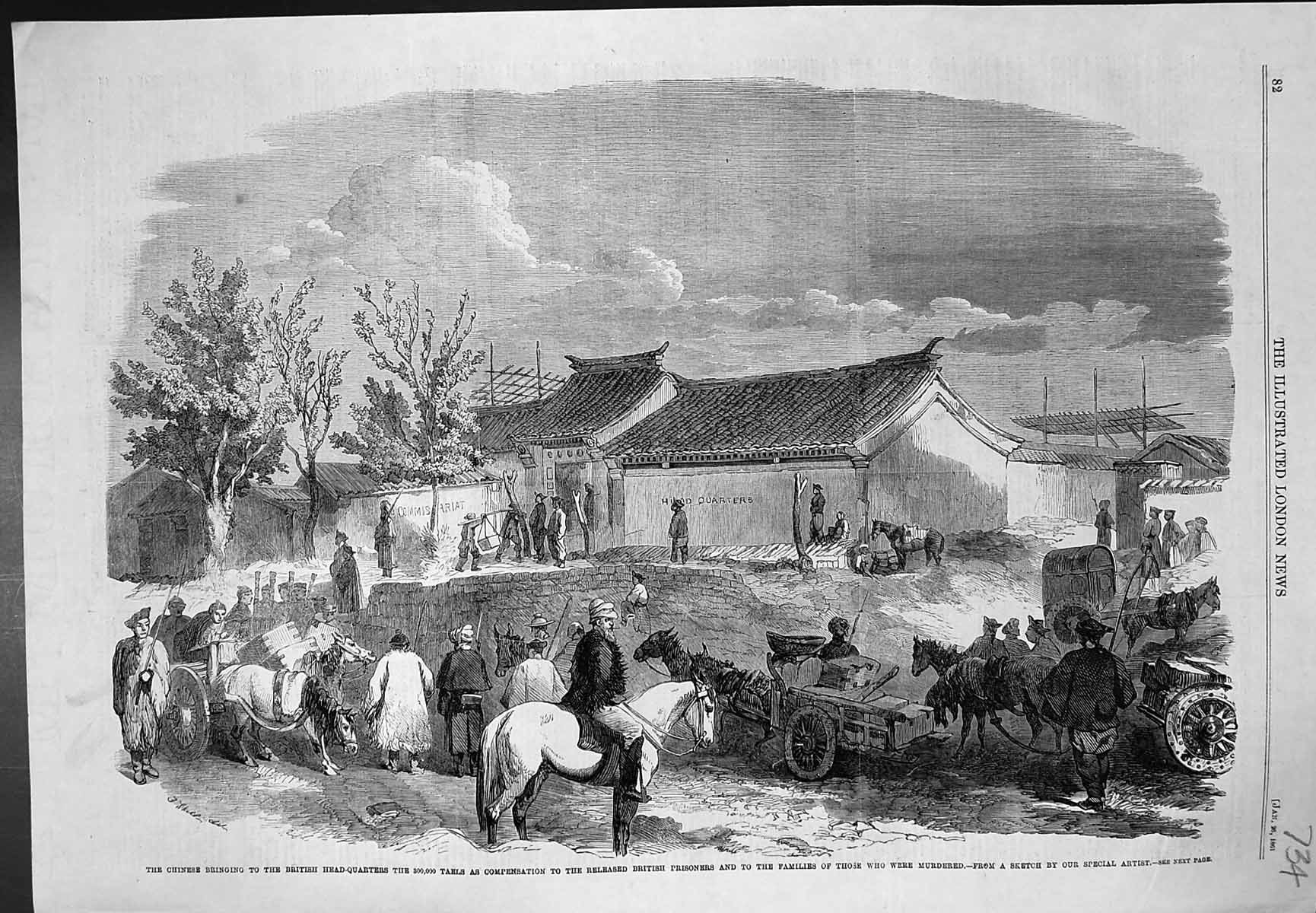 Old Chinese Bringing Taels British Compensation Released Prisoners 18 Victorian