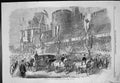 Original Old Antique Print Royal Party Passing Curfew Tower Windsor 1863 19th