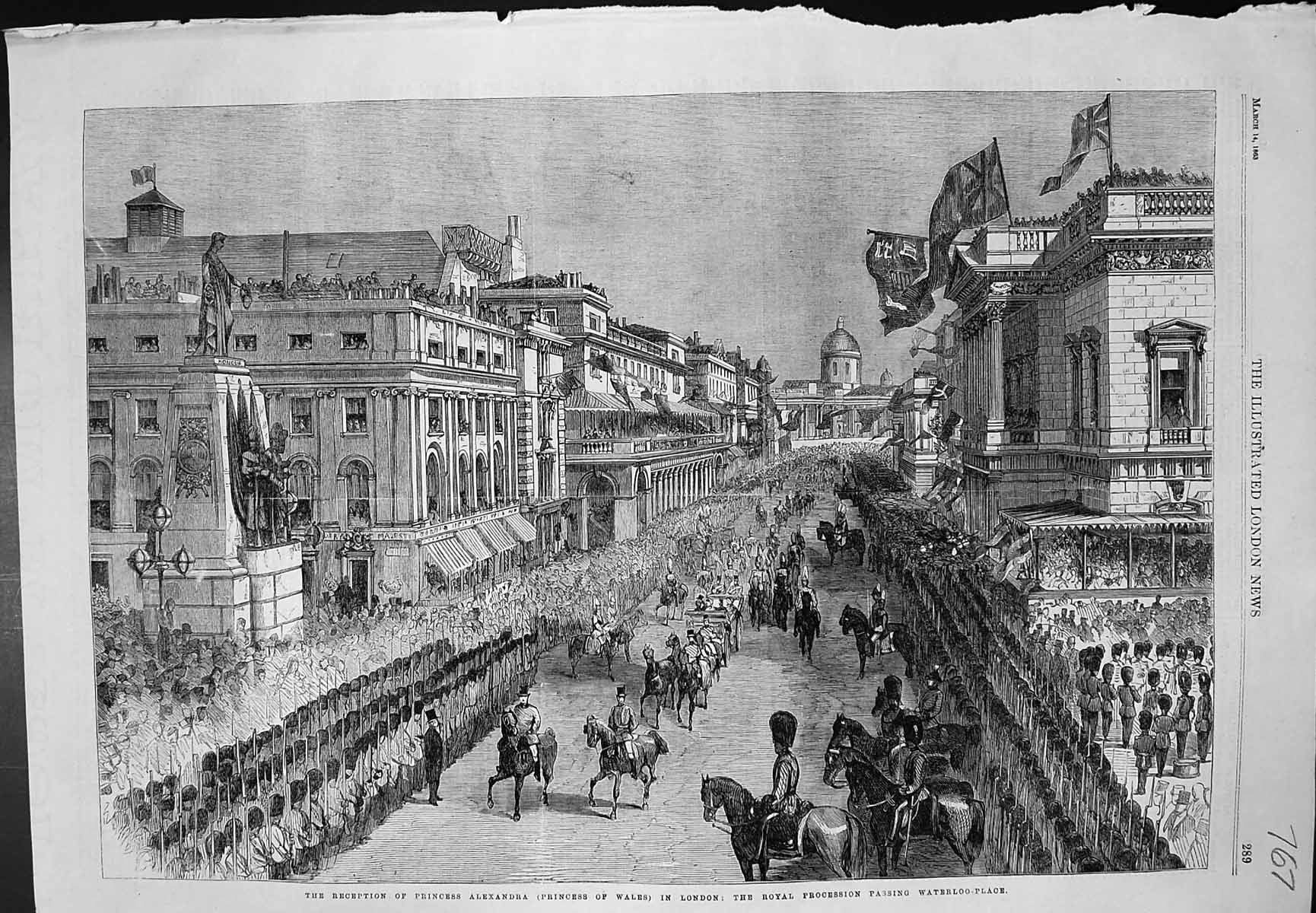 Old Reception Princess Alexandra London Procession Waterloo Place1863 Victorian