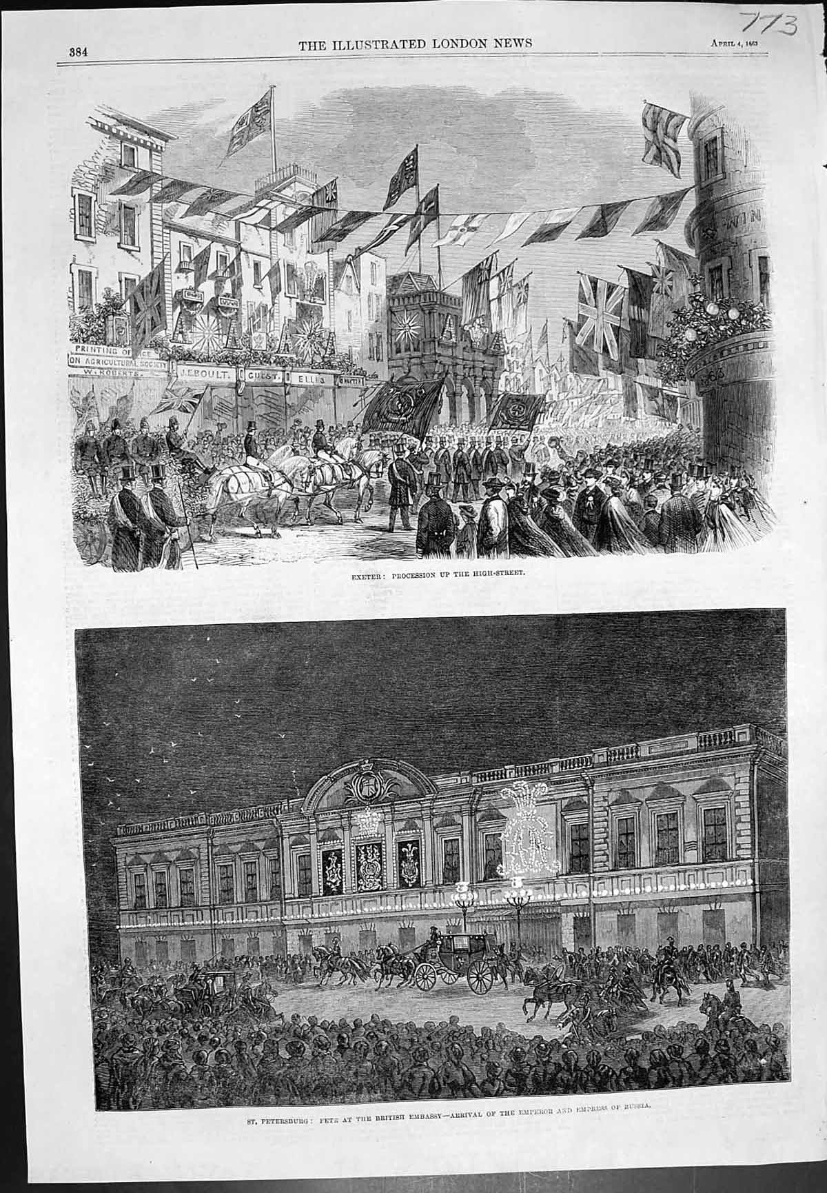 Old Exeter Procession High Street St Petersburg British Embassy 1863 Victorian