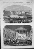 Antique Old Print Lynn Proclamation Royal Marriage Lancaster Procession 1863