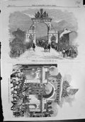 Old Print Triumphal Arch Stretford Rd Manchester Albert Bridge Manch 1857 19th