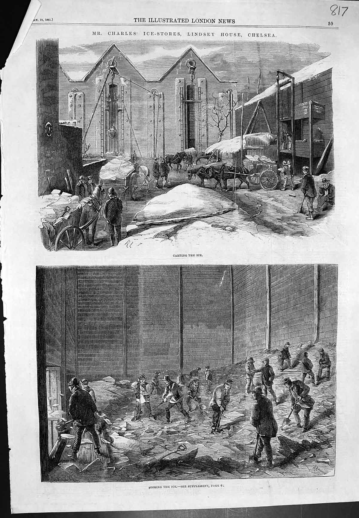Old Charles Ice Stores Lindsey House Chelsea Carting Ice Storing 1861 Victorian