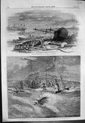 Old Gale Scene Shore Tynemouth Whitby Upsetting Lifeboat Loss Lives 19th