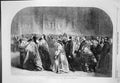 Original Old Antique Print Russian Marriage Near Moscow Bride Groom Crowns 1857