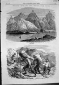 Antique Old Print New Zealand GFields Lake Wakatipu GDiggers Prospecting186