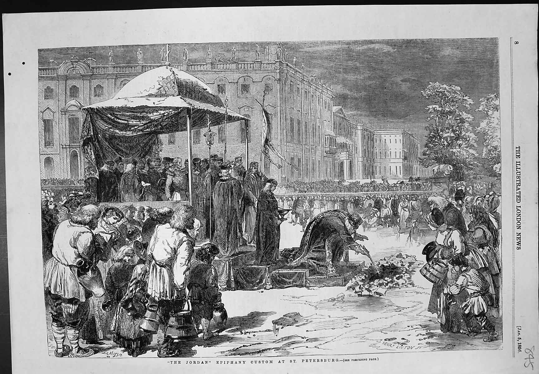 Old Antique Print Jordan Epiphany Custom St Petersburg Henry Linton 1856 19th