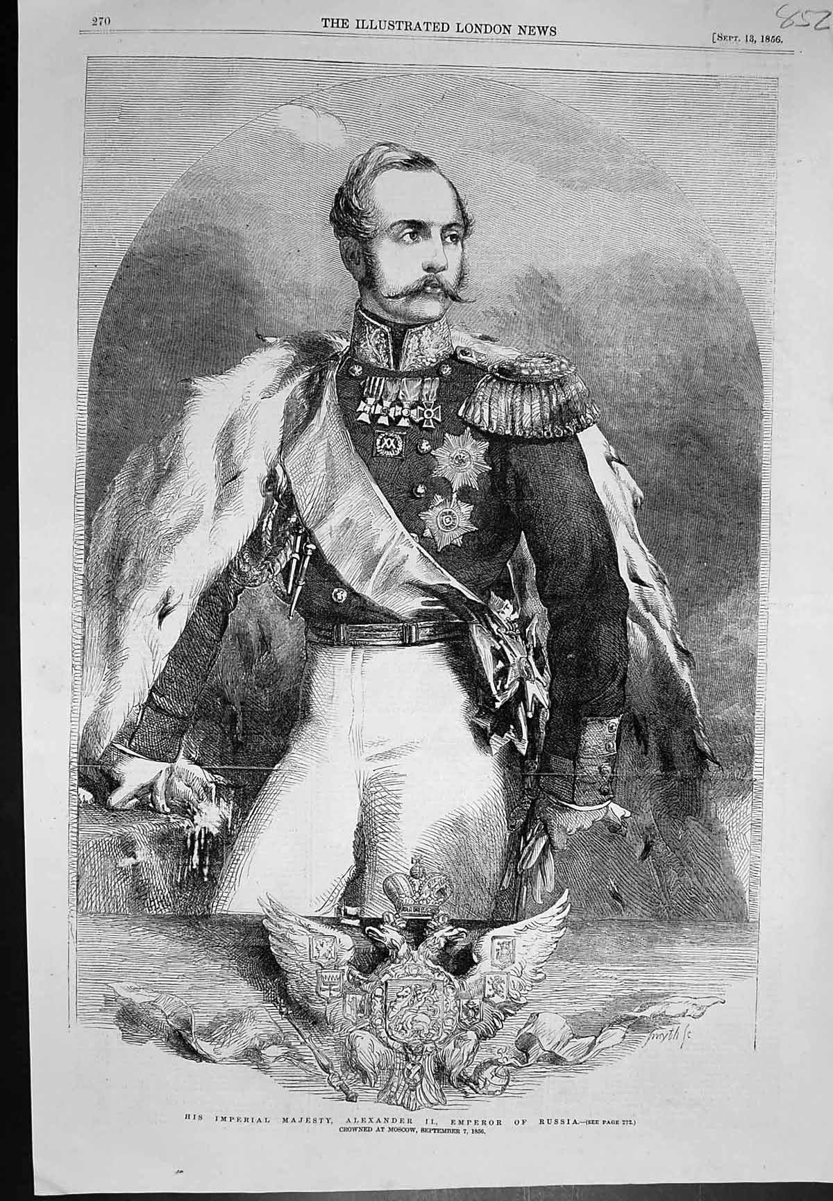 Old Imperial Majesty Alexander 11 Emperor Russia Crowned Moscow 1856