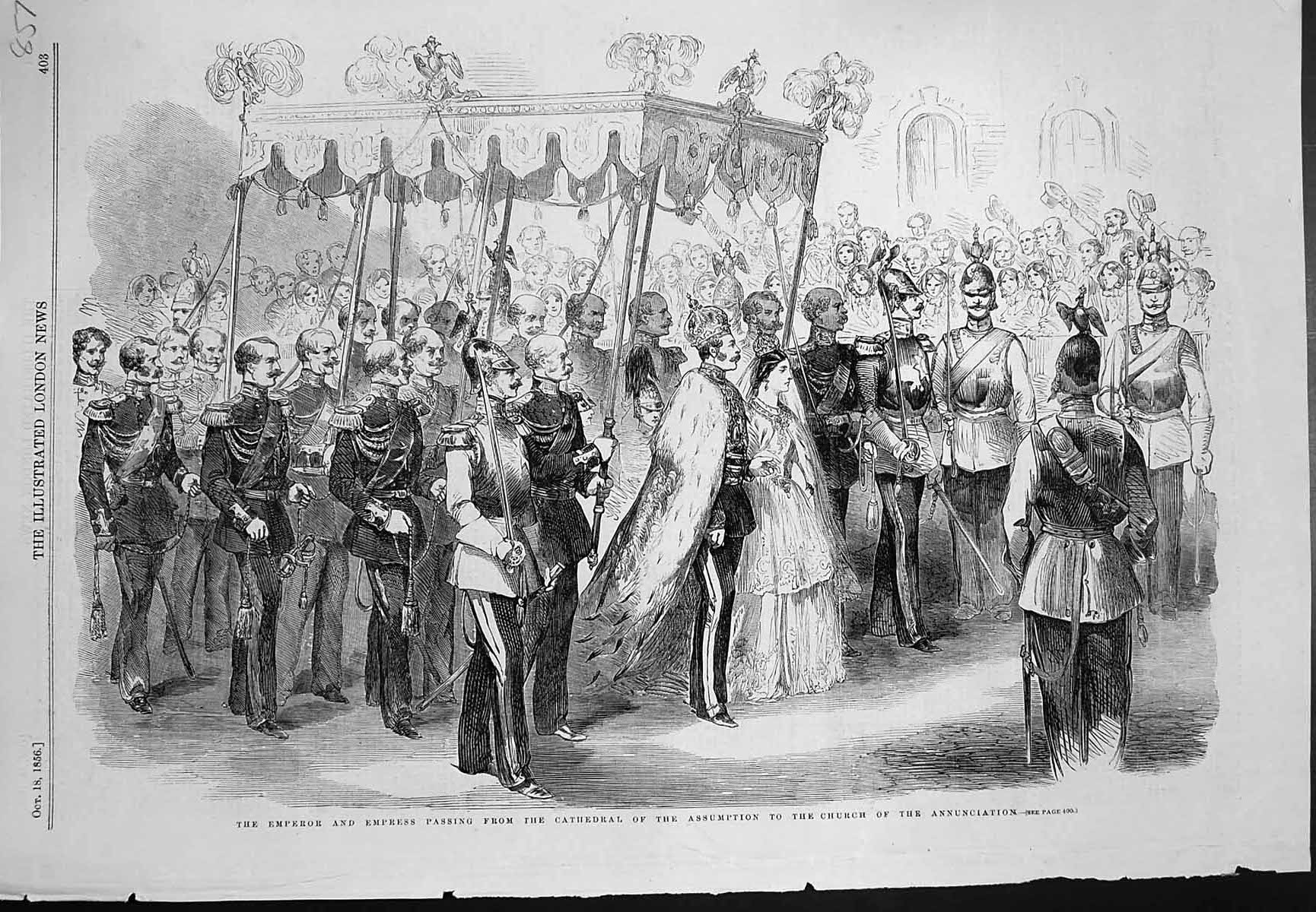 Antique Print Emperor Empress Cathedral Assumption Church Annunciation 1856