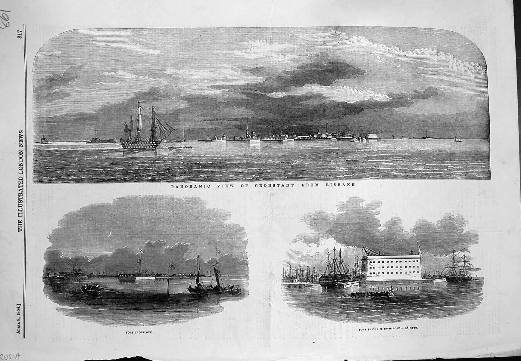Old Cronstadt From Risbank Fort Cronslott Fort Prince Monschikoff 185 Victorian