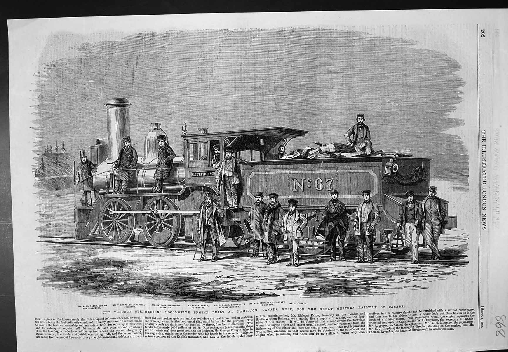 Old George Stephenson Locomotive Hamilton Canada Western Railway1860 Victorian