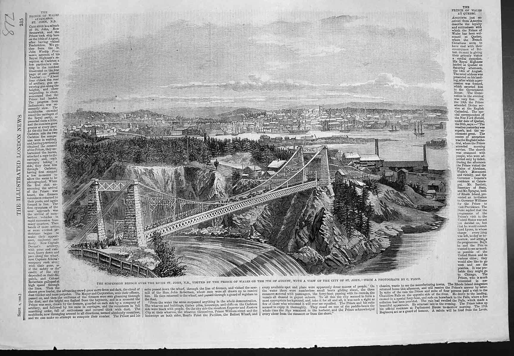 Old Suspension Bridge River St John View City Visited Prince Wales 18 Victorian