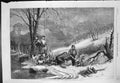 Original Old Antique Print Caribou Hunting New Brunswick In At Death 1863 19th