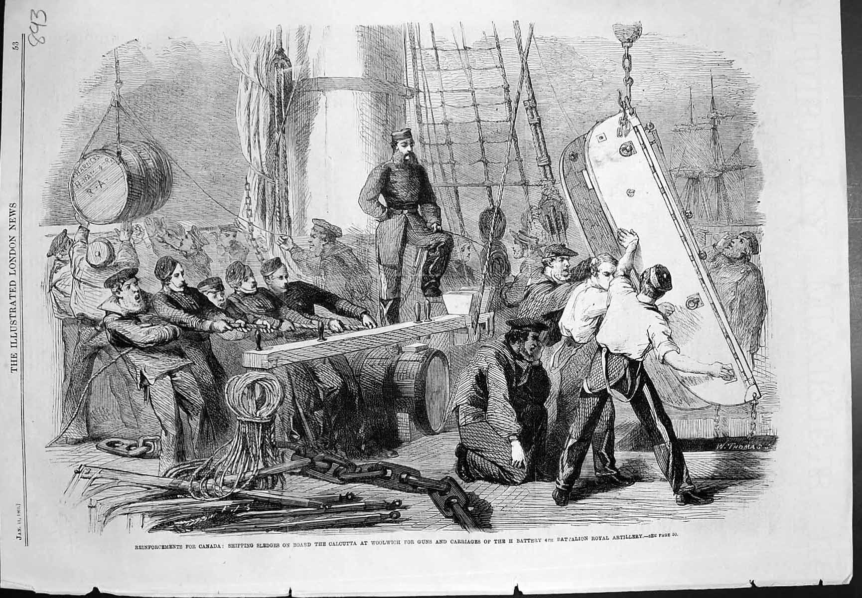 Old Reinforcements Canada Shipping Sledges Calcutta Guns Carriages 18 Victorian