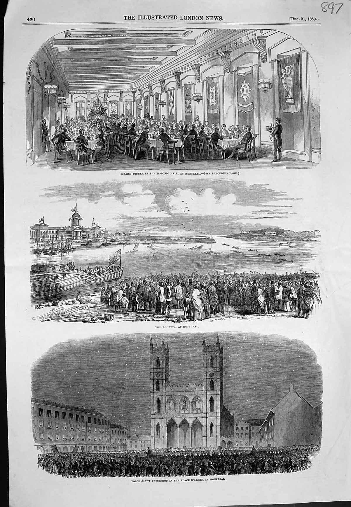 Old Montreal Dinner Masonic Hall Regatta Procession Place D'Armes 185 Victorian