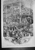 Old Antique Print Inauguration New York Crystal Palace Platform Nave 1853 19th