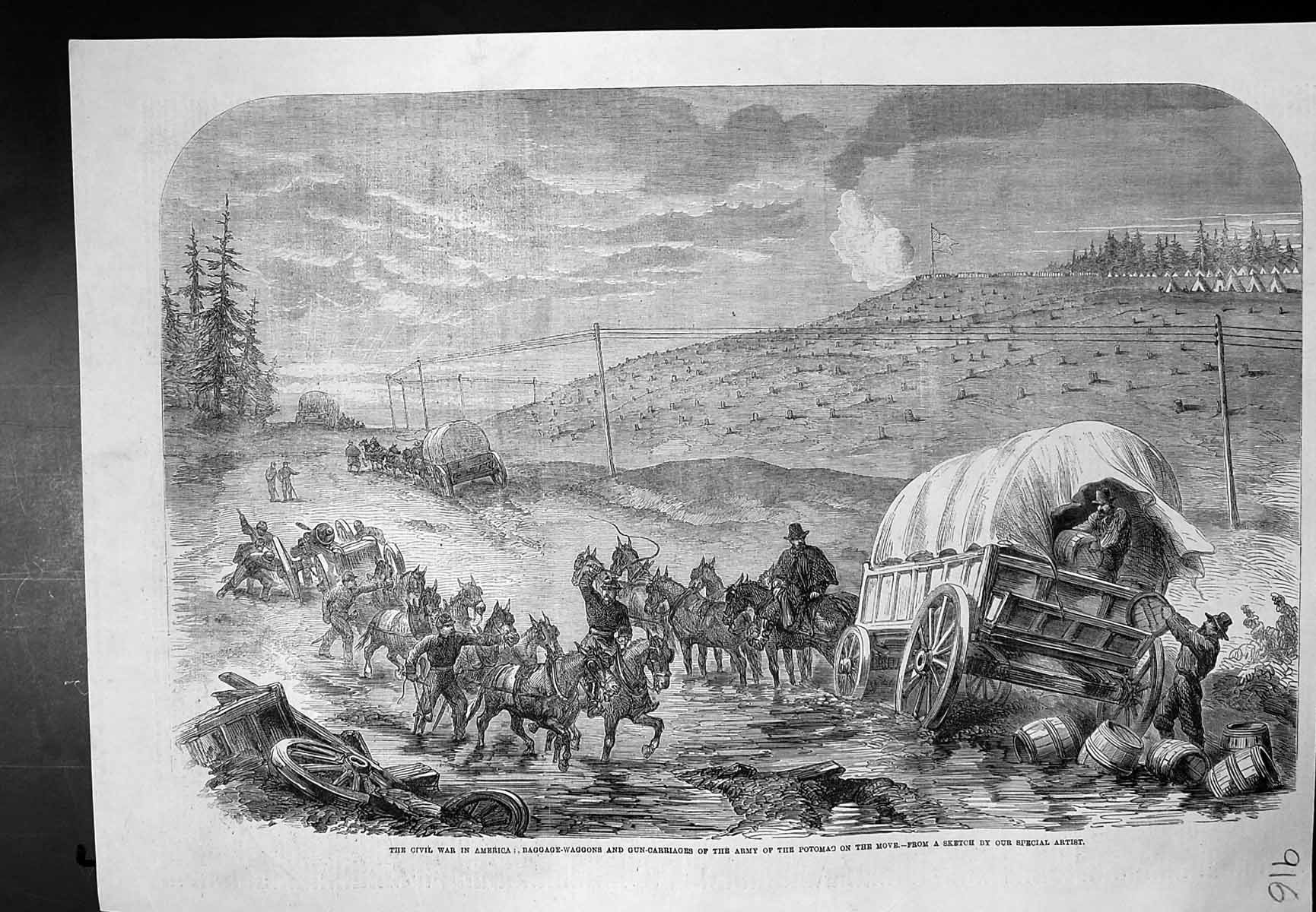 Old Civil War America Baggage Waggons Gun Carriages Army Potomac1862 Victorian