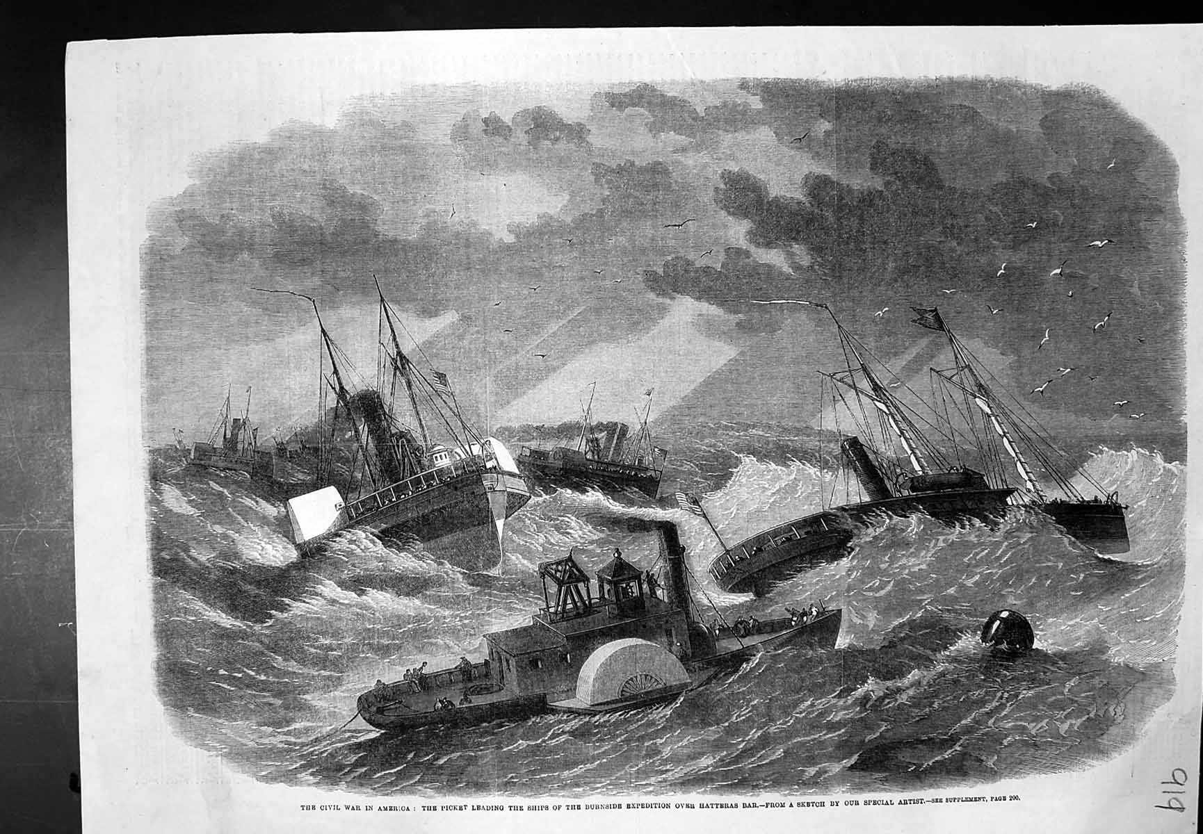 Old War America Picket Leading Ships Burnside Expedition Hatteras Bar
