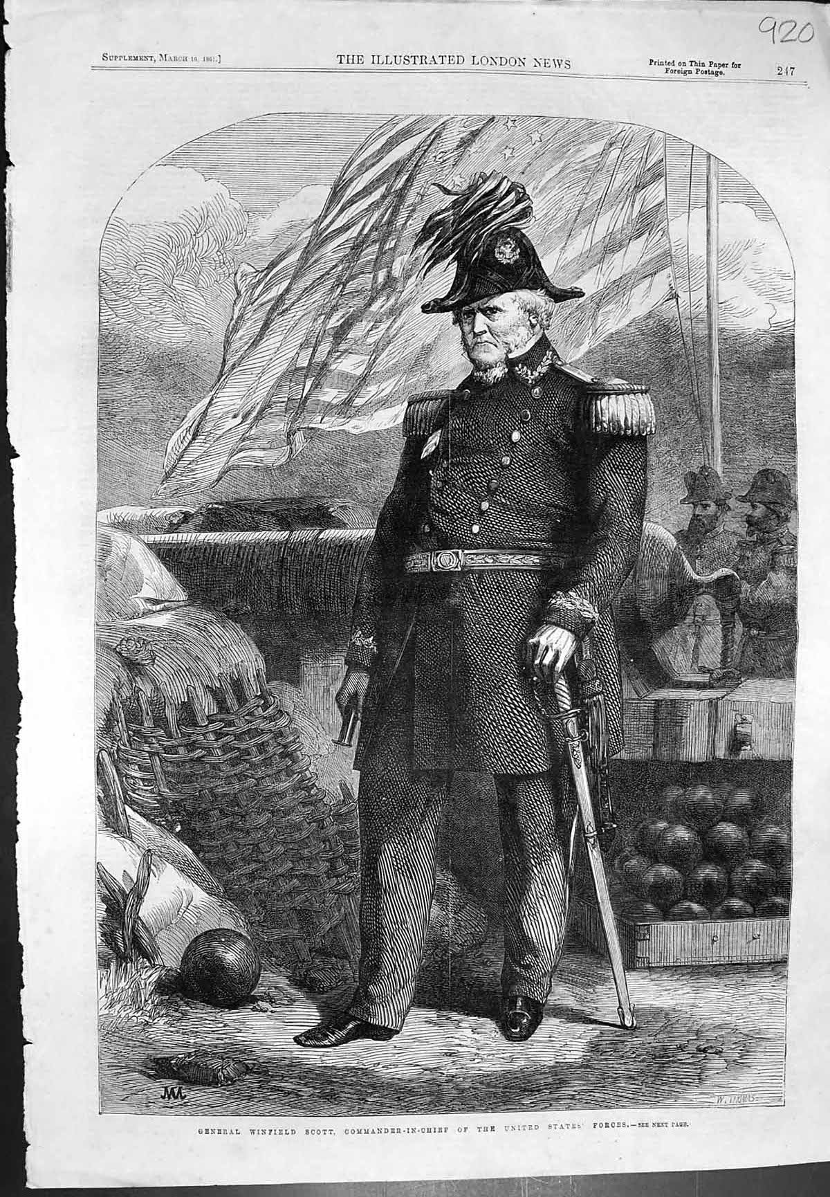 Old General Winfield Scott Commander In Chief United States Forces 18 Victorian
