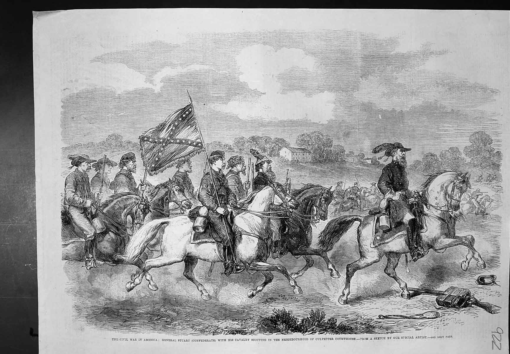 Old Print War America Gen Stuart Civil War Cavalry Scouting Culpepper1861 19th