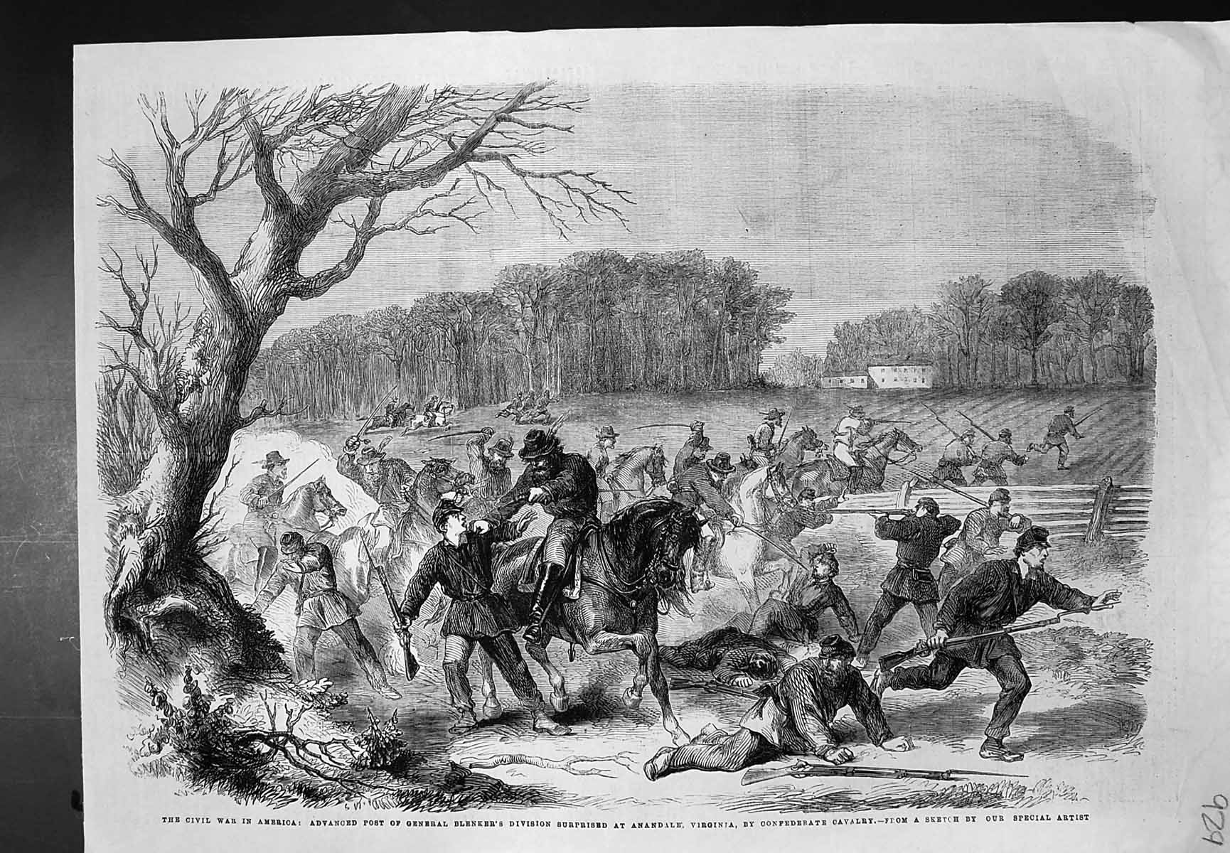 Old Print War America Gen Blenkers Division Civil War Cavalry Anandale186 19th