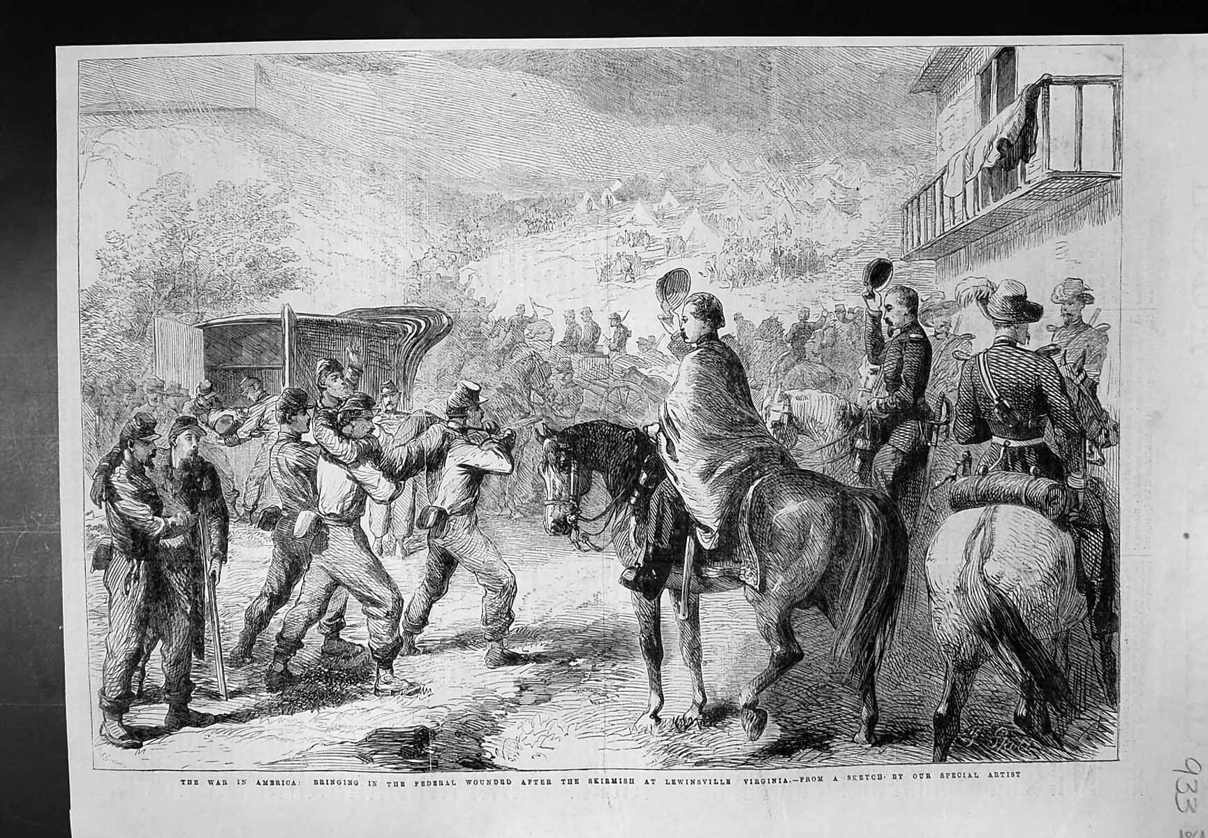 Old Print War America Federal Wounded Skirmish Lewinsville Virginia 1861 19th