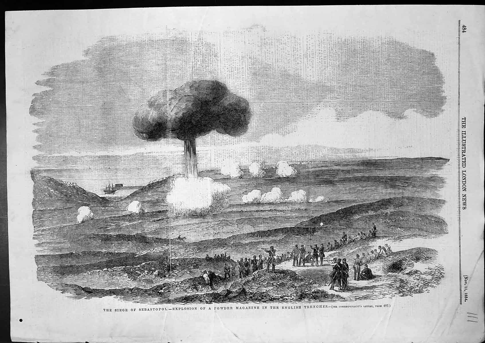 Old Siege Sebastopol Explosion Powder Magazine English Trenches 1854 Victorian