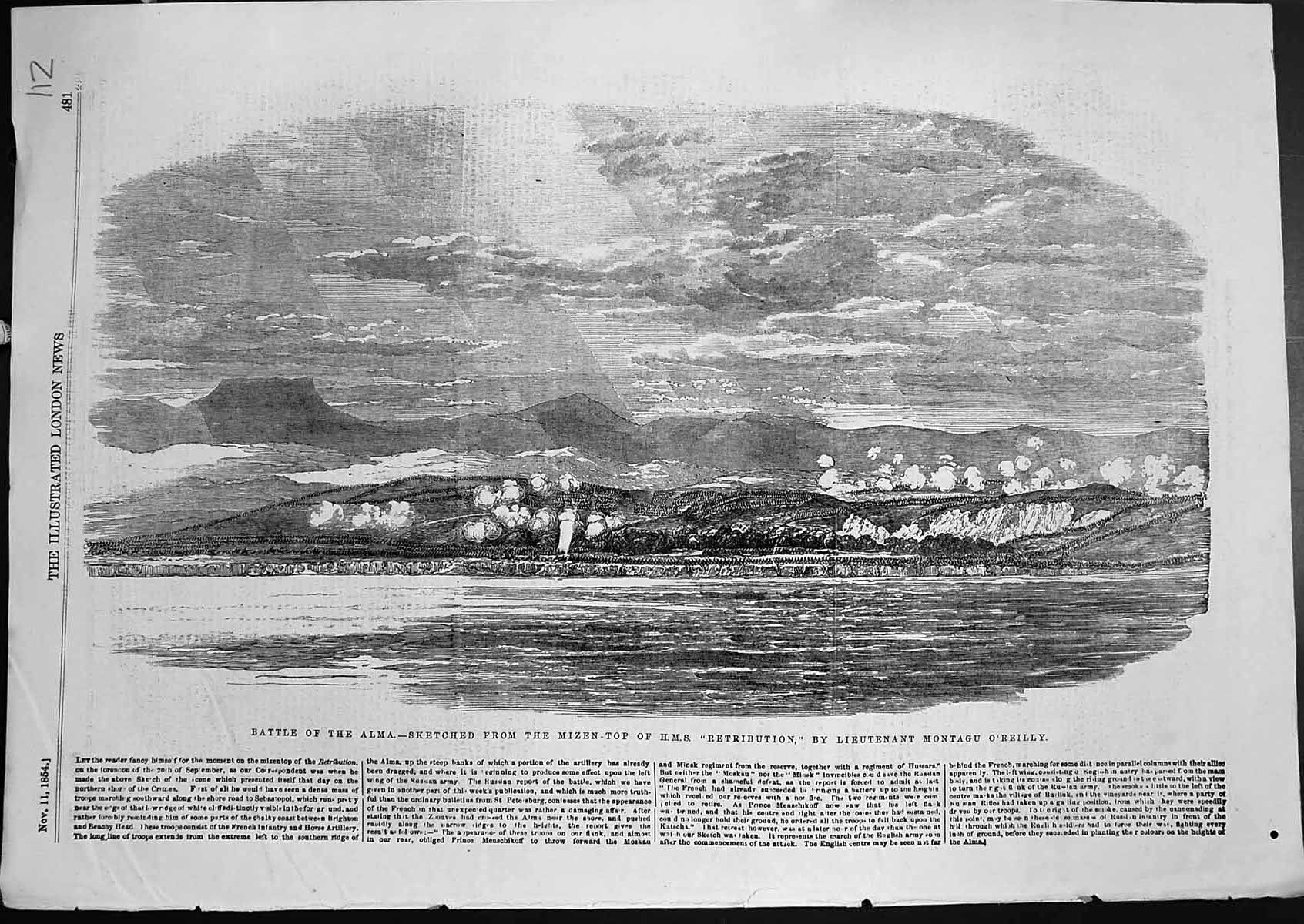 Old Battle Alma From Mizen Top Hms Retribution Lieut M O'Reilly 1854 Victorian