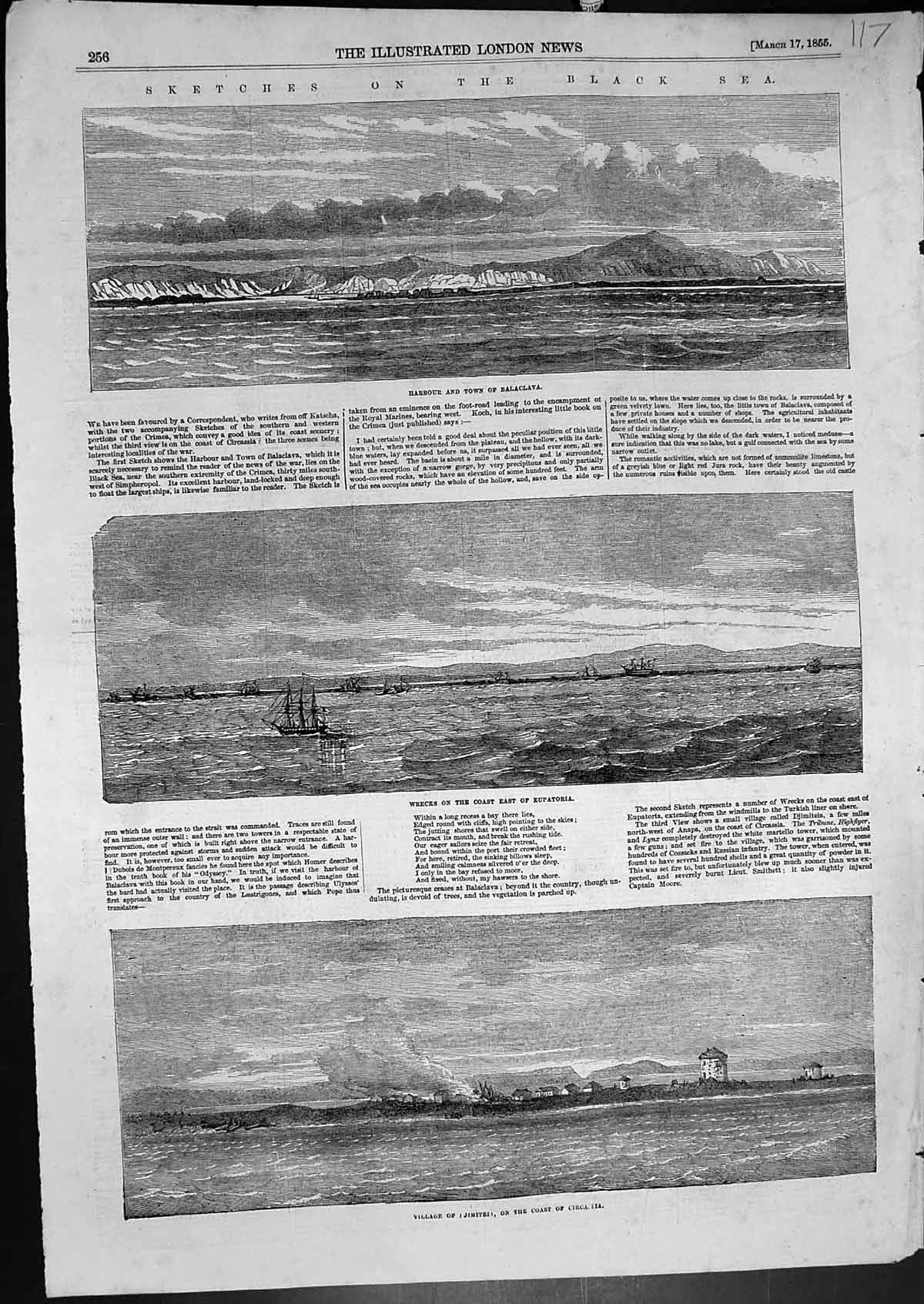 Old Black Sea Harbour Town Balaclava Wrecks Coast East Eupatoria 1855 Victorian