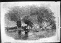 Original Old Antique Print Burning Kertch Sketched Deck Transport Trent 1855