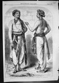 Original Old Antique Print Bengal Sepoys Out Uniform Drawing W Carpenter 1858