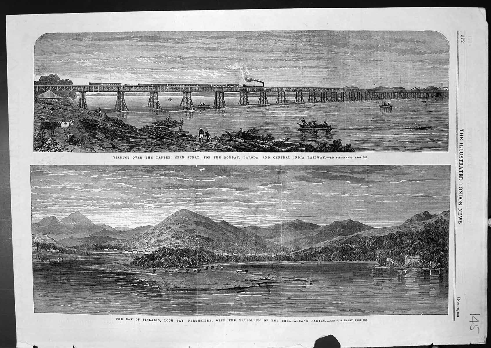 Old Viaduct Taptee India Railway Bay Finlarig Loch Tay Mausoleum 1862 Victorian