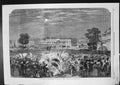 Original Old Antique Print Fireworks Moorshedabad From Native Drawing 1858 19th