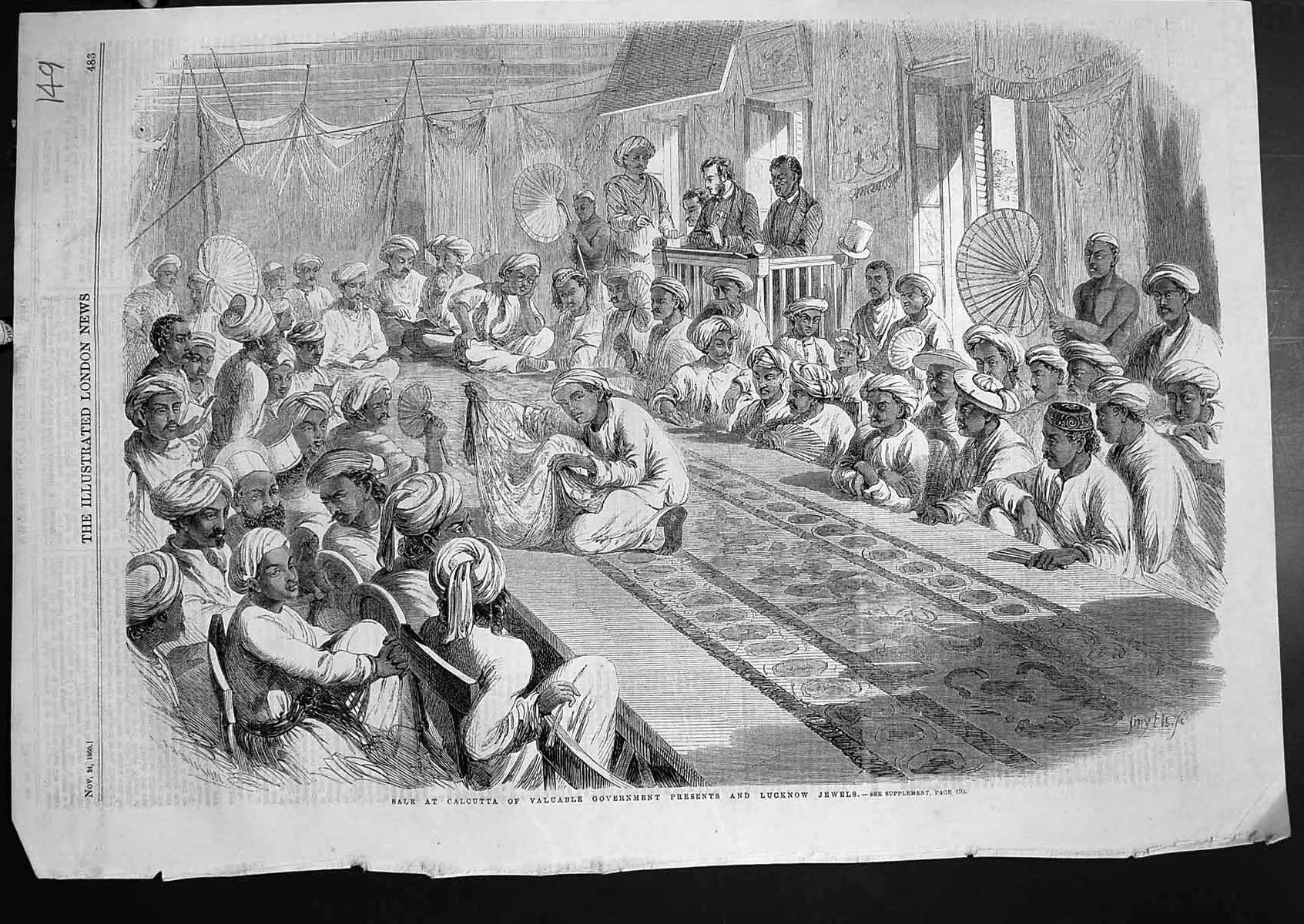 Old Print Sale Calcutta Valuable Government Presents Lucknow Jewels 1860 19th