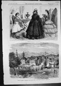 Antique Old Print Ladies Fashions Islamabad Cashmere Mahommedan Funeral 1858