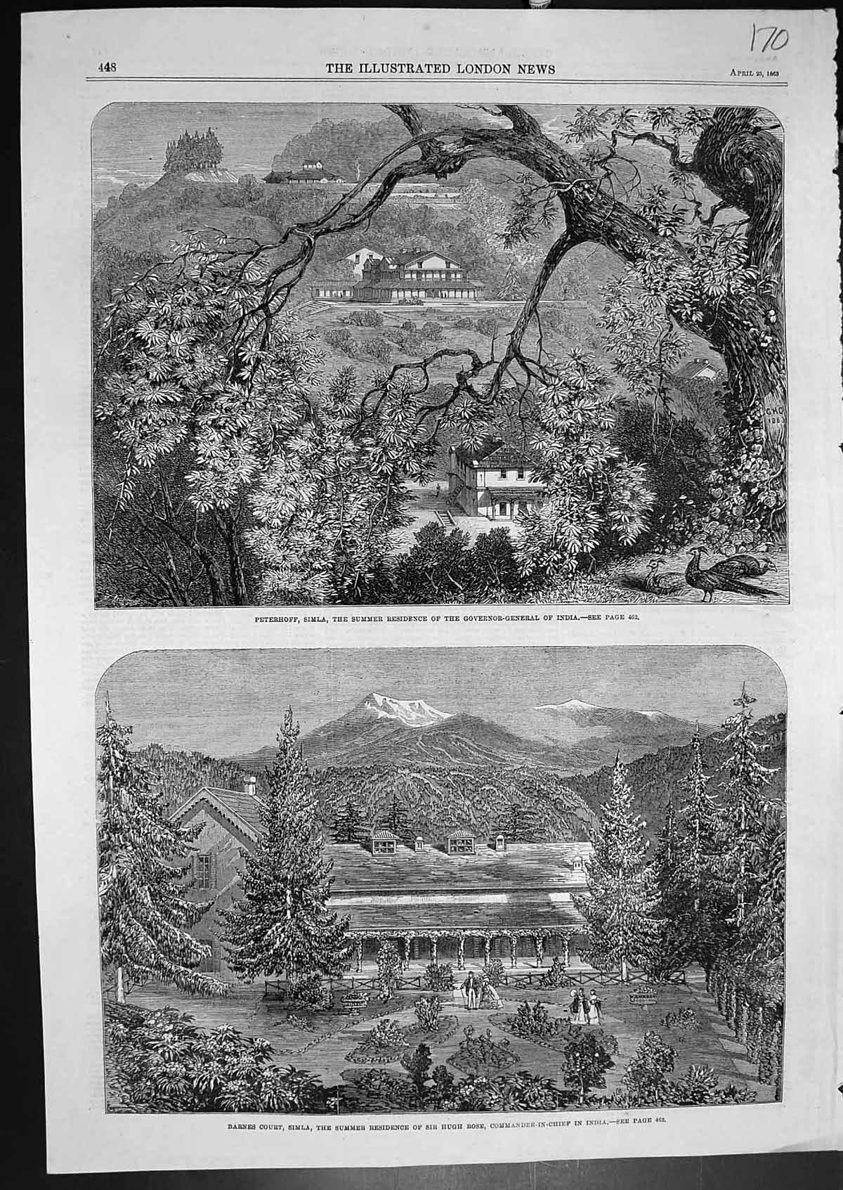 Old Peterhoff Simla Gov Gen India Barnes Court Sir Hugh Ross Chief 18 19th