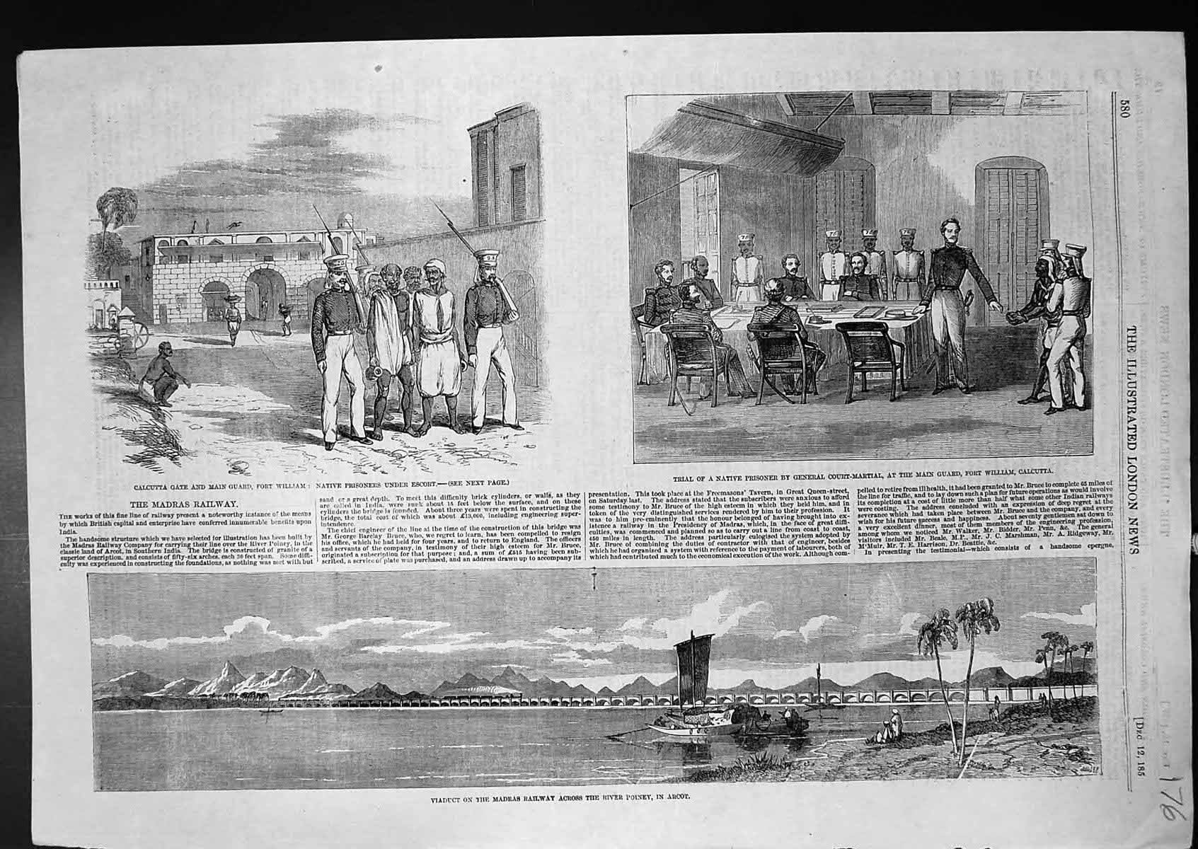 Old Viaduct Madras Railway Arcot Fort William Calcutta Prisoners 1857 Victorian