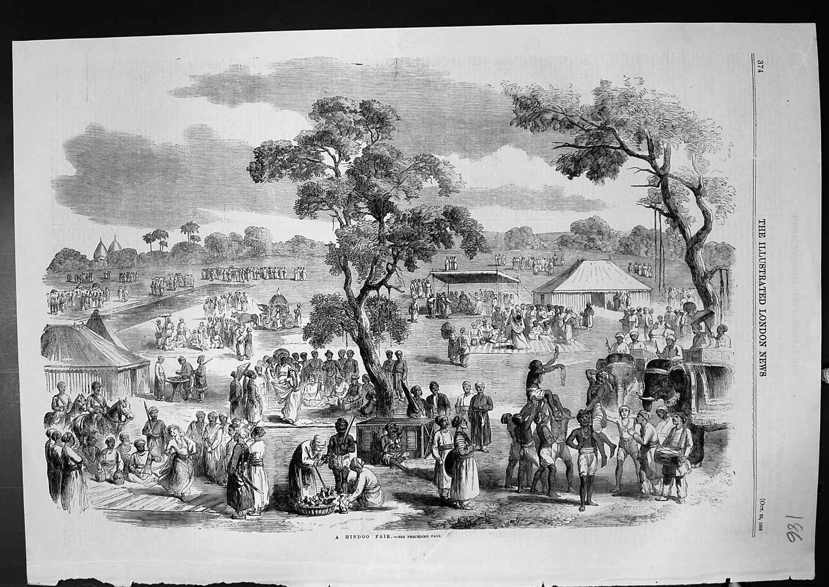 Old Hindoo Fair Nautches Perform Coryphee Surrounded Spectators 1858 Victorian