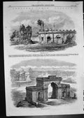 Old Antique Print Sketches Lucknow Secundra Bagh Bailey Guard Gate 1859 19th