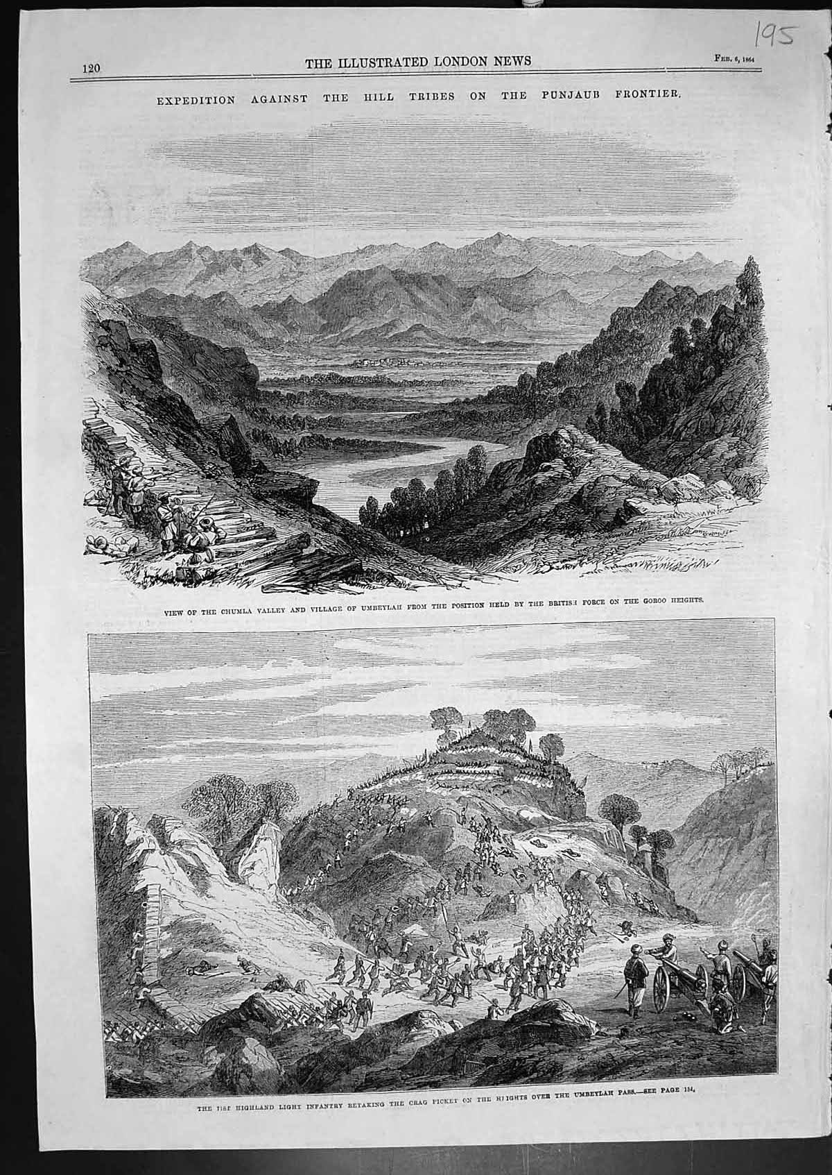 Old Expedition Against Hill Tribes Punjaub Frontier Chumla Valley 186 Victorian