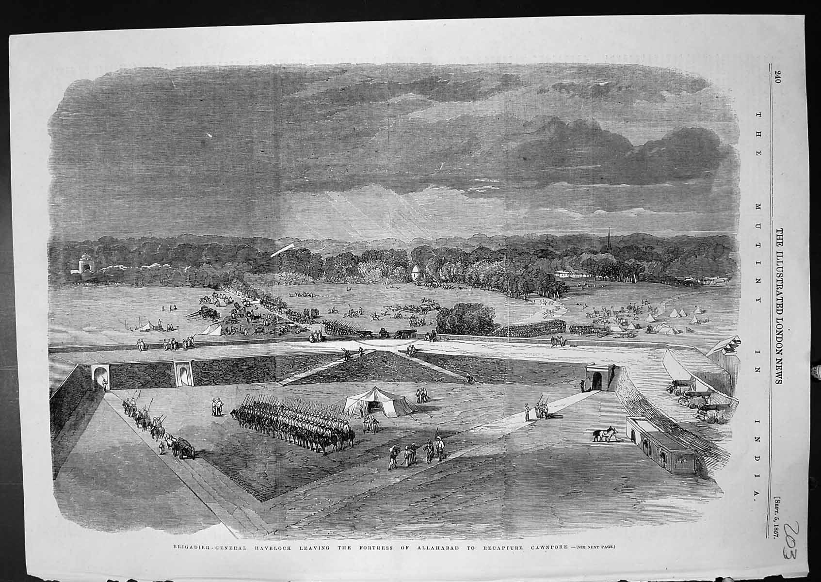 Antique Print Brig Gen Havelock Fortress Allahabad Recapture Cawnpore 1857 19th