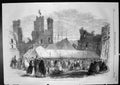 Original Old Antique Print Grand National Eisteddfod Carnarvon Castle 1862 19th