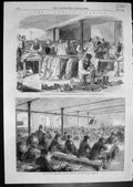 Old Print Cotton Famine Distributing Clothing School Mill Operatives 1862 19th