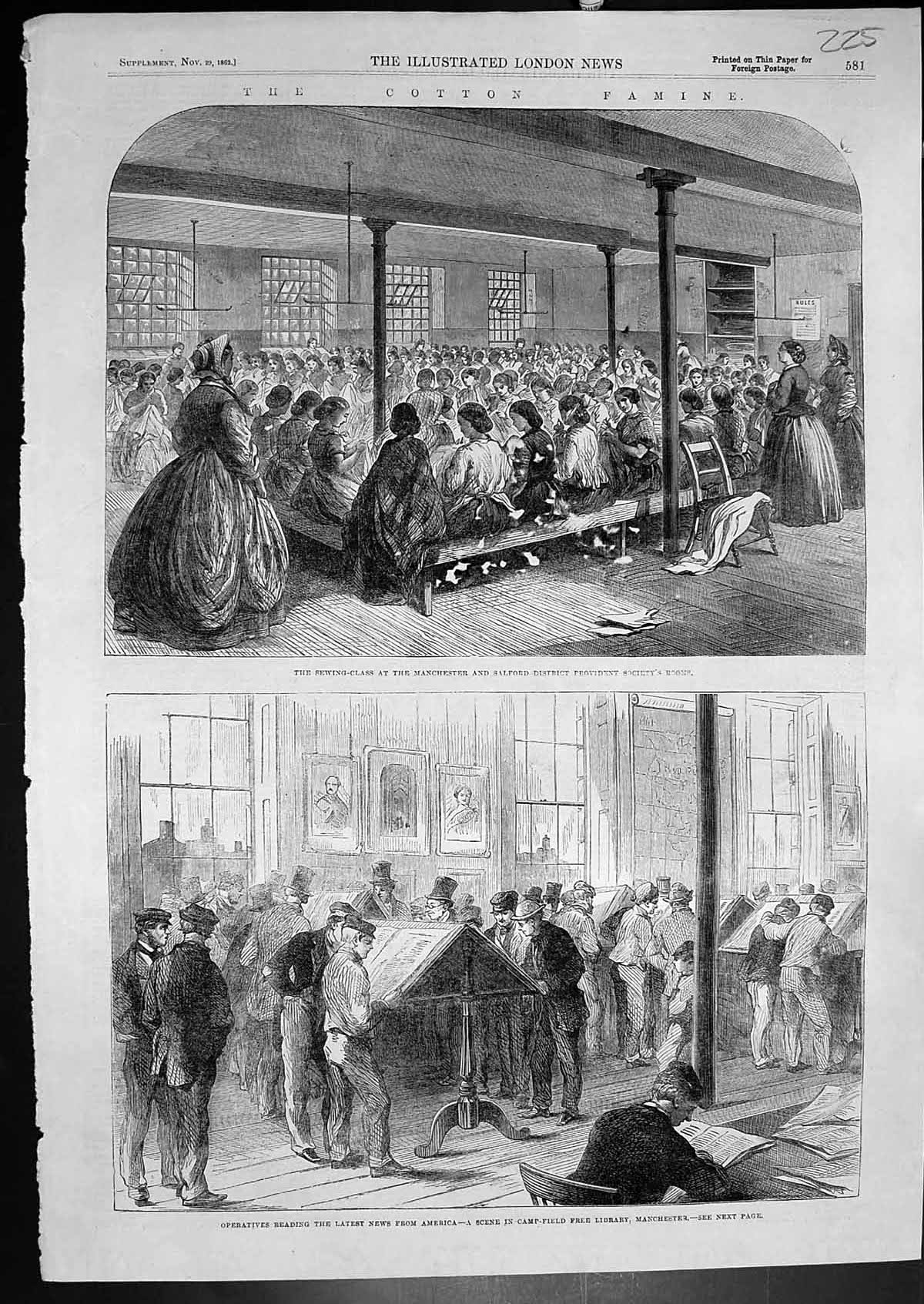 Old Cotton Famine Sewing Class Manchester Operatives News America 186 Victorian