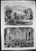 Antique Old Print Great Schools England Rugby School Chapel Rugby School 1862
